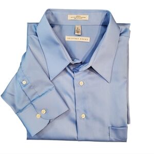 Geoffrey Benne Mens Fitted Wrinkle Free Textured Sateen Dress Shirt Size 35/36